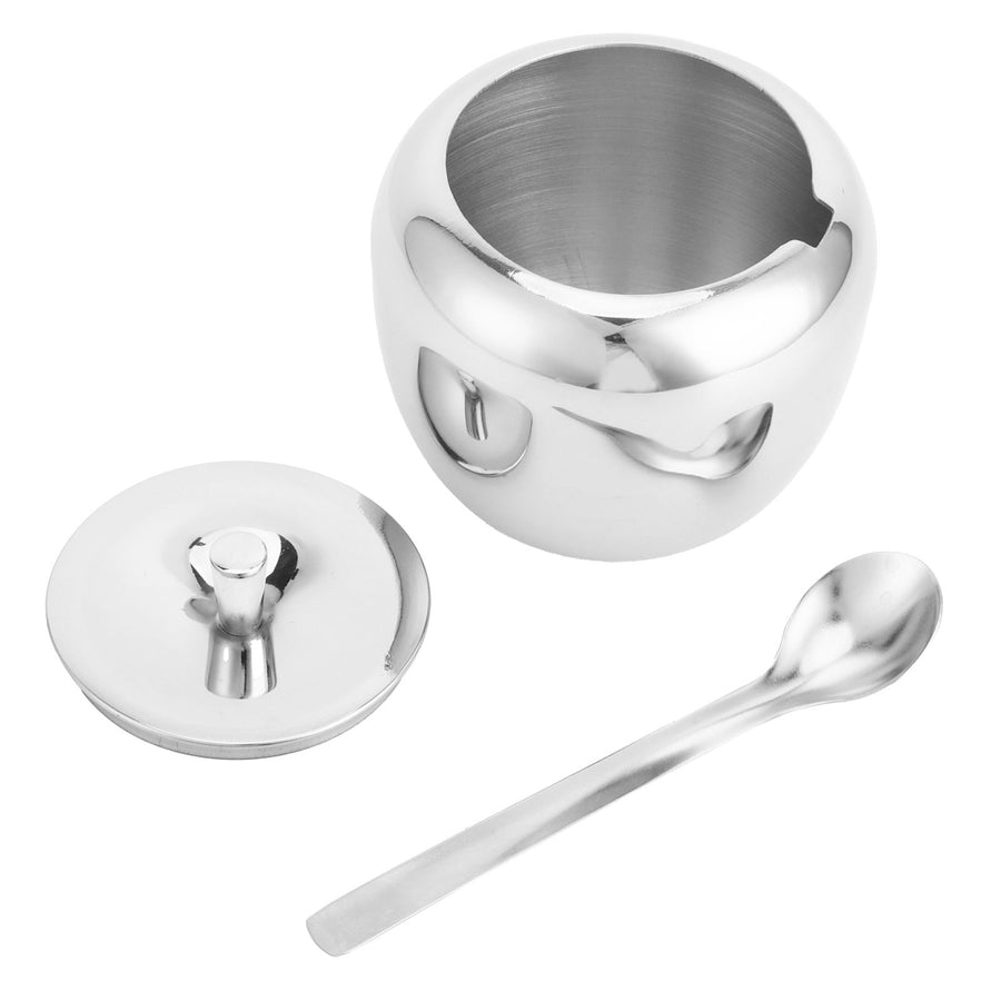 Stainless Steel Sugar Jar Seasoning Jar Spice Container with Lid and Spoon Home Kitchen Tool
