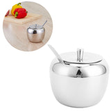 Stainless Steel Sugar Jar Seasoning Jar Spice Container with Lid and Spoon Home Kitchen Tool