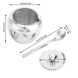 Stainless Steel Sugar Jar Seasoning Jar Spice Container with Lid and Spoon Home Kitchen Tool