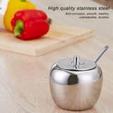 Stainless Steel Sugar Jar Seasoning Jar Spice Container with Lid and Spoon Home Kitchen Tool - Extra Image