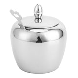 304 Stainless Steel Sugar Bowl with Lip Spoon Home Kitchen Salt Pepper Spices Bowl - Side View