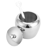 304 Stainless Steel Sugar Bowl with Lip Spoon Home Kitchen Salt Pepper Spices Bowl - Top-Down View