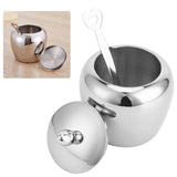 304 Stainless Steel Sugar Bowl with Lip Spoon Home Kitchen Salt Pepper Spices Bowl