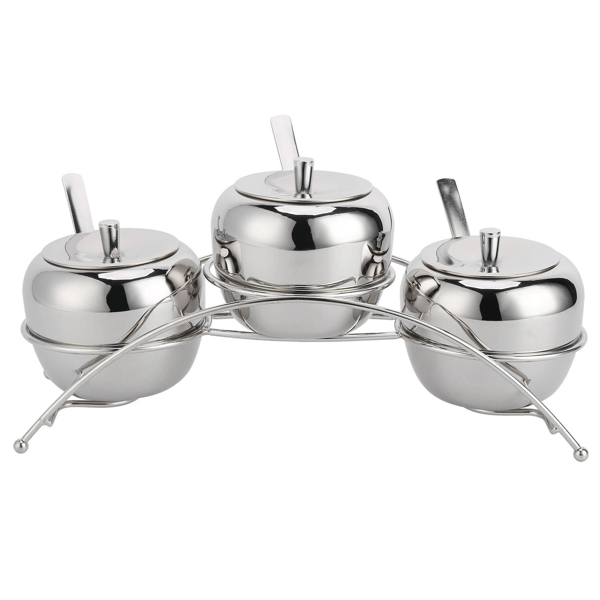 Stainless Steel Condiment Seasoning Containers Pots Set Salt Pepper Sugar Storage Organizers