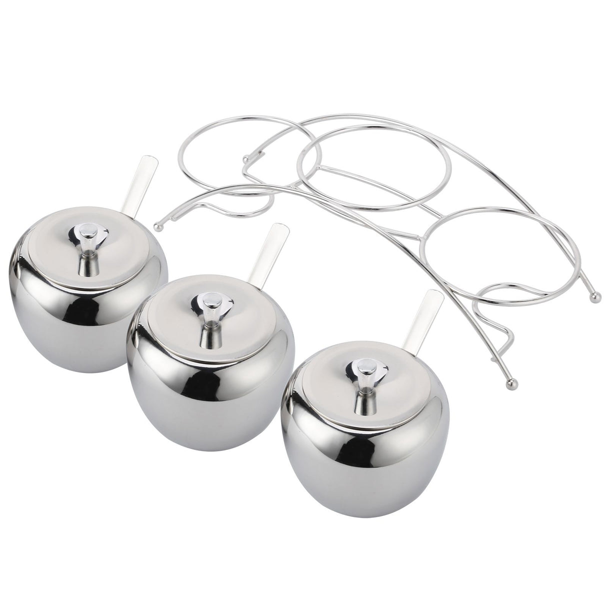 Stainless Steel Condiment Seasoning Containers Pots Set Salt Pepper Sugar Storage Organizers