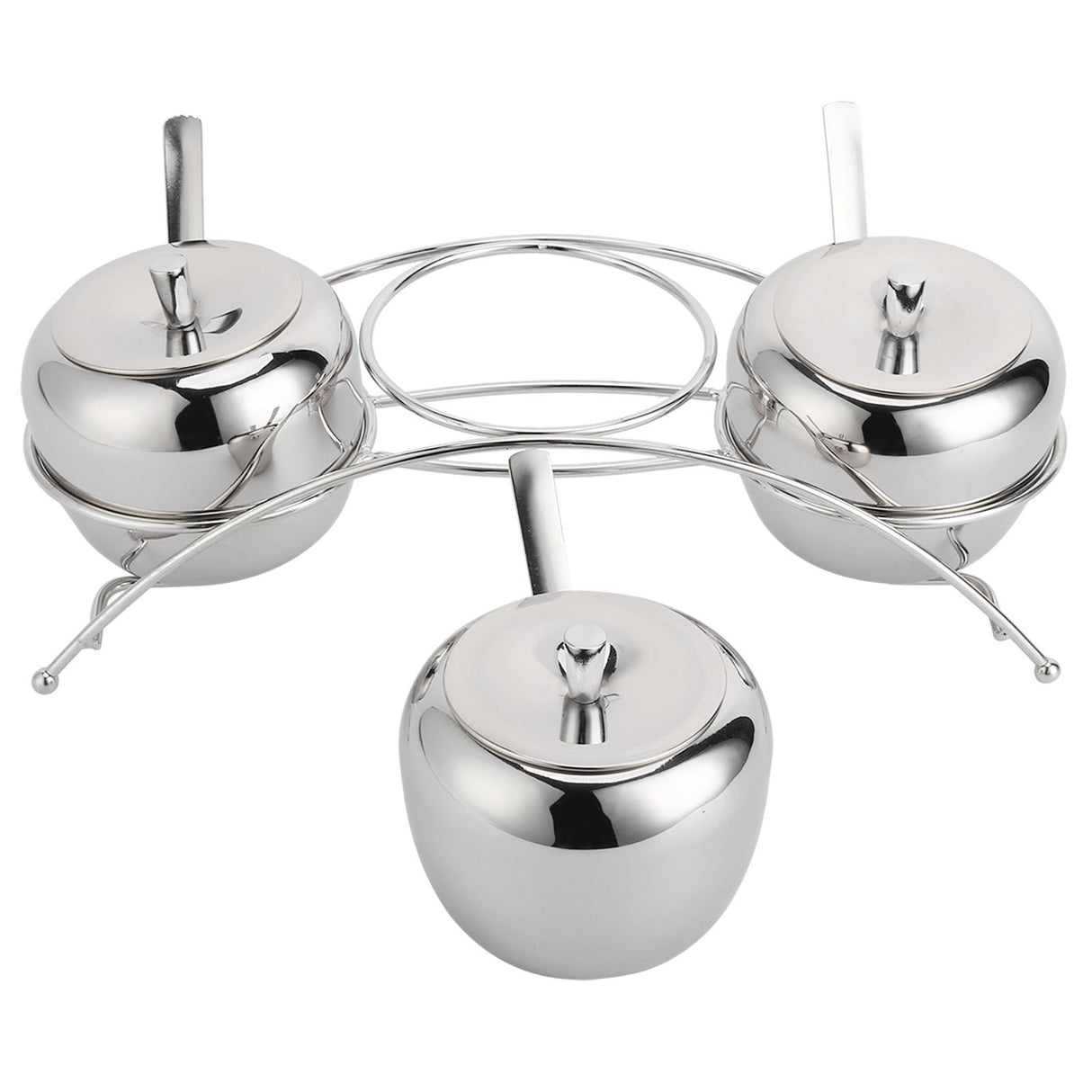 Stainless Steel Condiment Seasoning Containers Pots Set Salt Pepper Sugar Storage Organizers