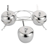 Stainless Steel Condiment Seasoning Containers Pots Set Salt Pepper Sugar Storage Organizers