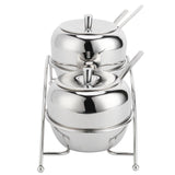 Stainless Steel Condiment Seasoning Containers Pots Set Salt Pepper Sugar Storage Organizers - 45-Degree Angle