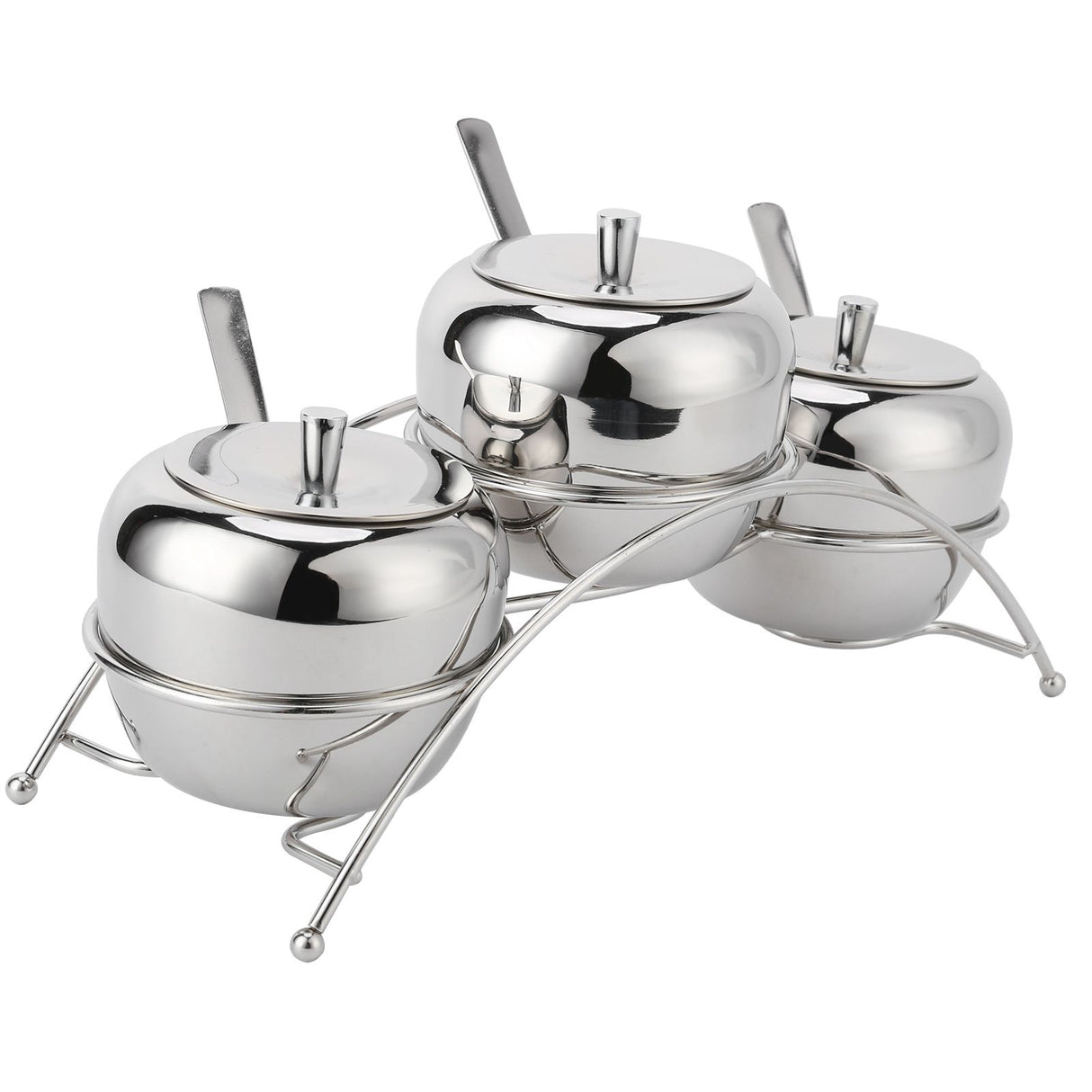 Stainless Steel Condiment Seasoning Containers Pots Set Salt Pepper Sugar Storage Organizers