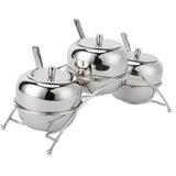 Stainless Steel Condiment Seasoning Containers Pots Set Salt Pepper Sugar Storage Organizers