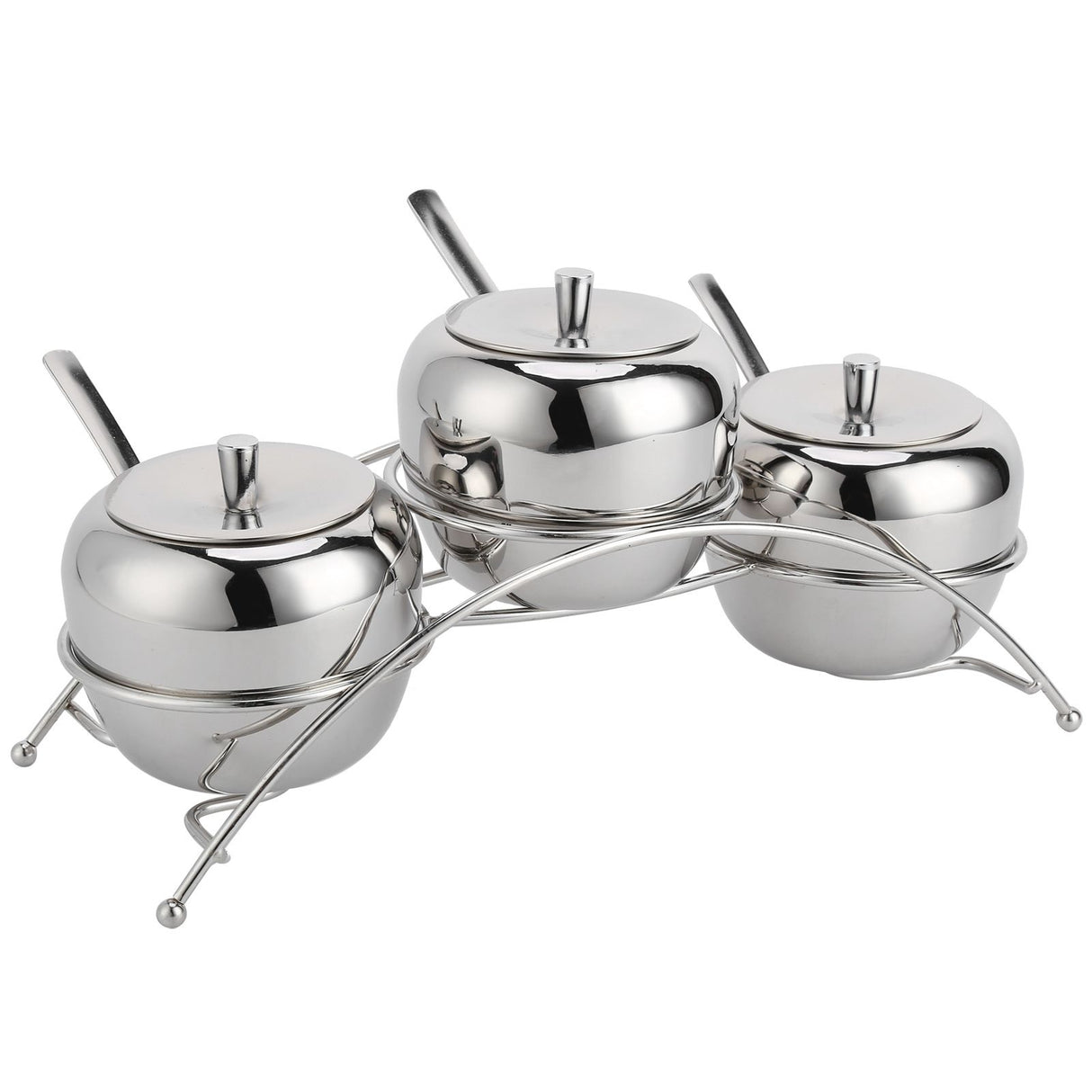 Stainless Steel Condiment Seasoning Containers Pots Set Salt Pepper Sugar Storage Organizers