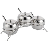 Stainless Steel Condiment Seasoning Containers Pots Set Salt Pepper Sugar Storage Organizers