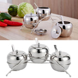 Stainless Steel Condiment Seasoning Containers Pots Set Salt Pepper Sugar Storage Organizers - Extra Image