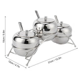 Stainless Steel Condiment Seasoning Containers Pots Set Salt Pepper Sugar Storage Organizers