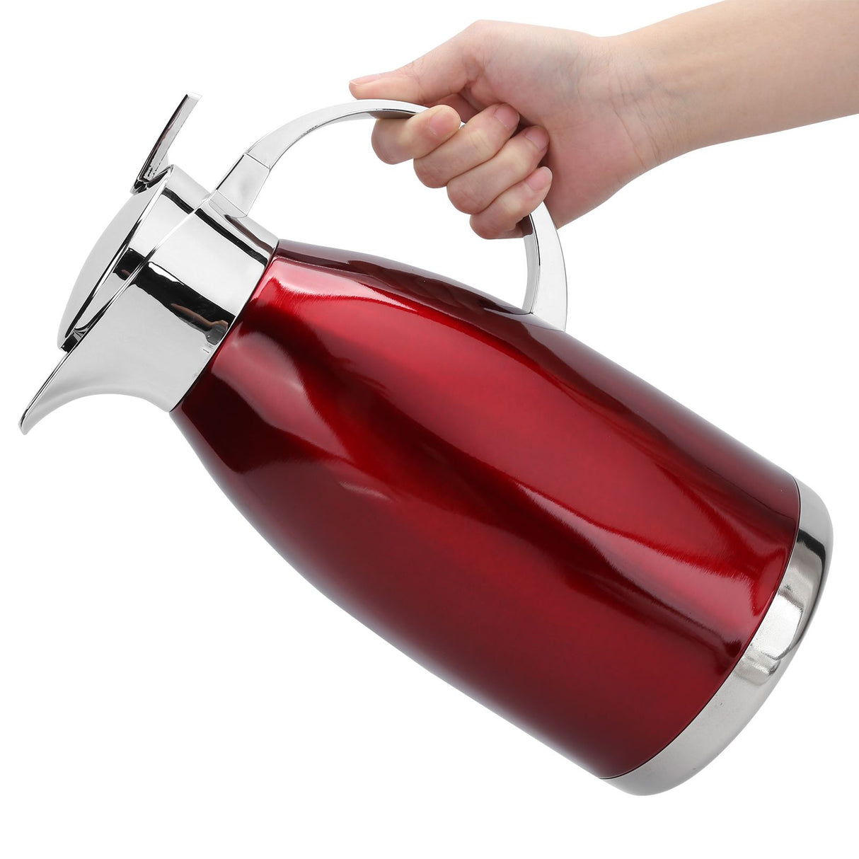 2L Thermal Jug DoubleWall Stainless Steel Vacuum Insulation Kettle for Coffee Tea(Red )
