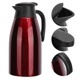 2L Insulation Pot Stainless Steel Vacuum Thermal Kettle Jug for Home Office TravelRed - Low Angle