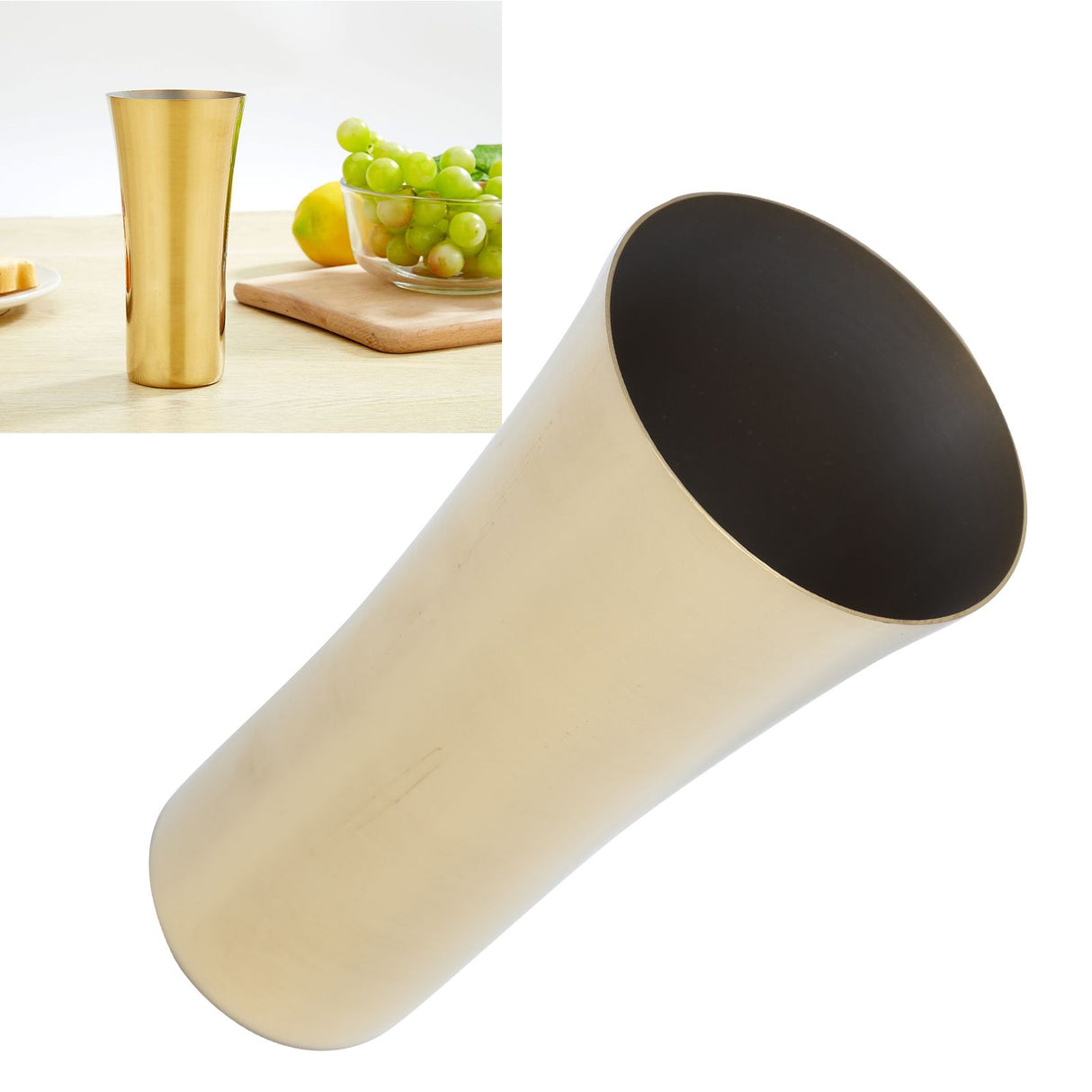 Stainless Steel Decorative Water Cup Beer Cold Drink Juice Mug Home Restaurant DecorGold 395ml