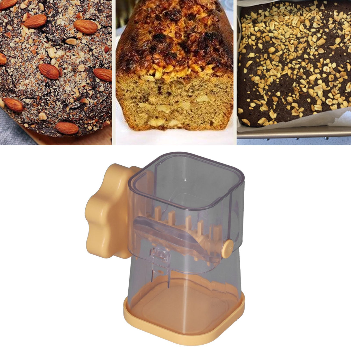 Manual Nut Chopper Effortless Easy to Clean Hand Crank Nut Grinder for Almonds Hazelnuts PecansYellow