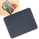 Dish Drying Mat Soft Flexible Rubber Heat Resistant Nonslip BPA Free Eco Friendly Wide Application Dish Drying PadBlue