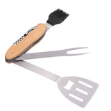BBQ Tool Set 5 in 1 Multifunction Foldable Portable Spatula Brush Fork Bottle Opener Stainless Steel Grill Combo Set