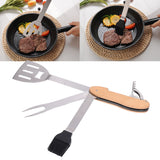 BBQ Tool Set 5 in 1 Multifunction Foldable Portable Spatula Brush Fork Bottle Opener Stainless Steel Grill Combo Set