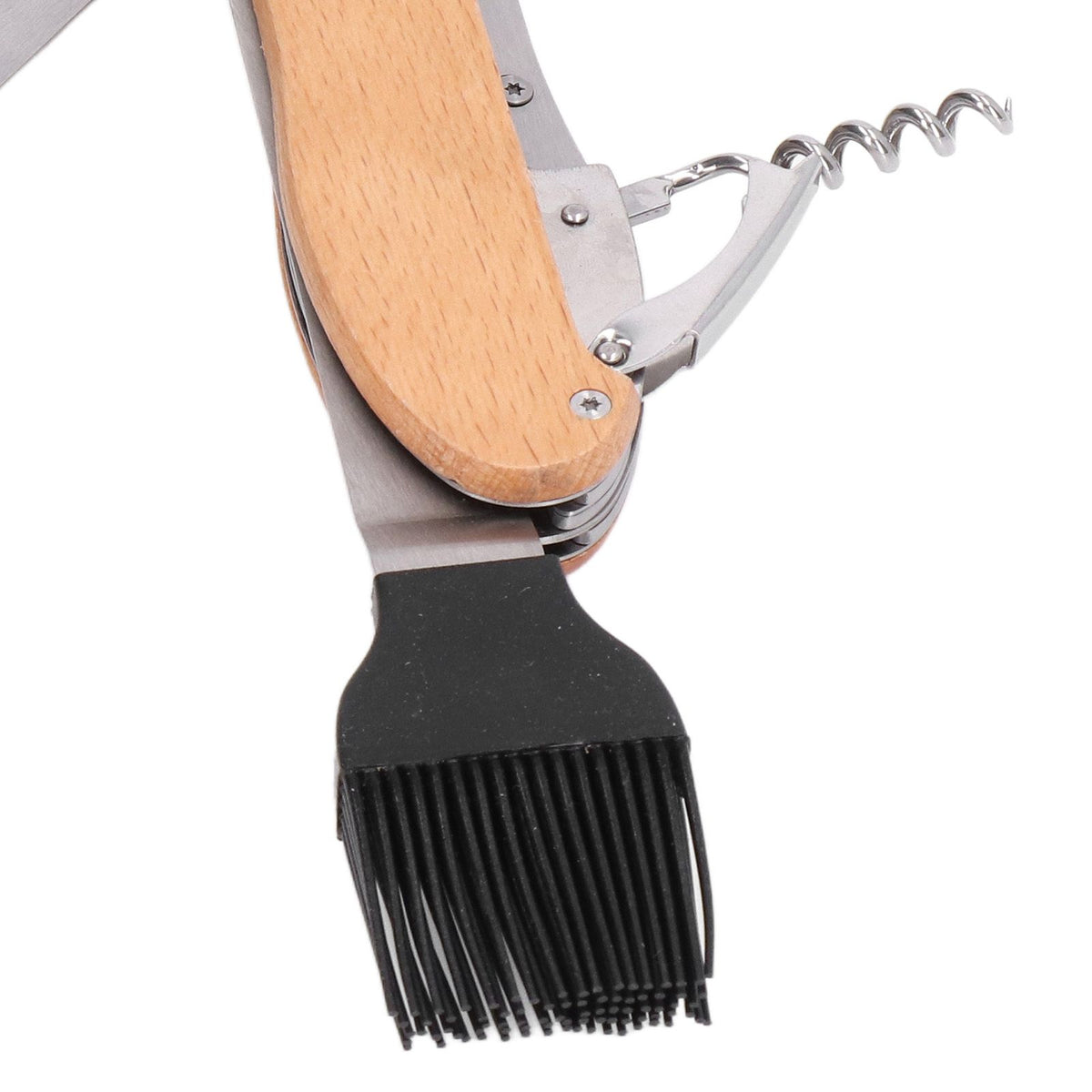BBQ Tool Set 5 in 1 Multifunction Foldable Portable Spatula Brush Fork Bottle Opener Stainless Steel Grill Combo Set