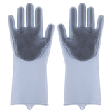 Silicone Gloves with bristles Waterproof Splashproof Oil Proof Soft Elastic Kitchen Dishwashing Silicone Cleaning GlovesGrey