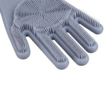 Silicone Gloves with bristles Waterproof Splashproof Oil Proof Soft Elastic Kitchen Dishwashing Silicone Cleaning GlovesGrey