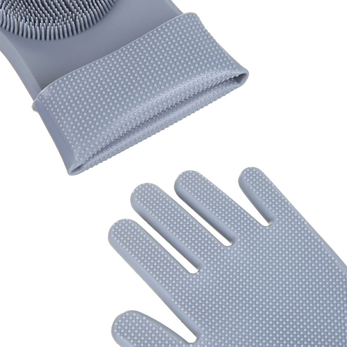 Silicone Gloves with bristles Waterproof Splashproof Oil Proof Soft Elastic Kitchen Dishwashing Silicone Cleaning GlovesGrey