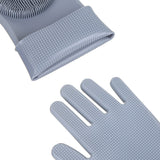 Silicone Gloves with bristles Waterproof Splashproof Oil Proof Soft Elastic Kitchen Dishwashing Silicone Cleaning GlovesGrey - Top-Down View