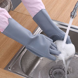 Silicone Gloves with bristles Waterproof Splashproof Oil Proof Soft Elastic Kitchen Dishwashing Silicone Cleaning GlovesGrey