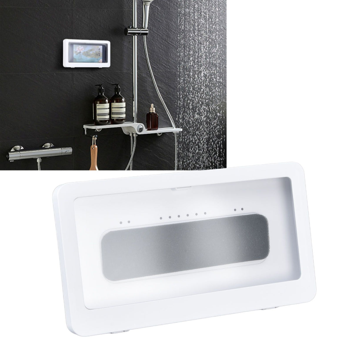 Bathroom Mobile Phone Shell Waterproof Anti Fog Touchable Screen Shower Phone Holder for KitchenWhite