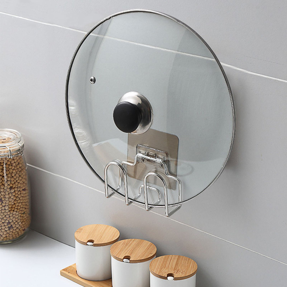 Kitchen Wall Pot Lid Holder Hole Free Rustproof Cutting Boards Quick Drying Rack for Kitchen