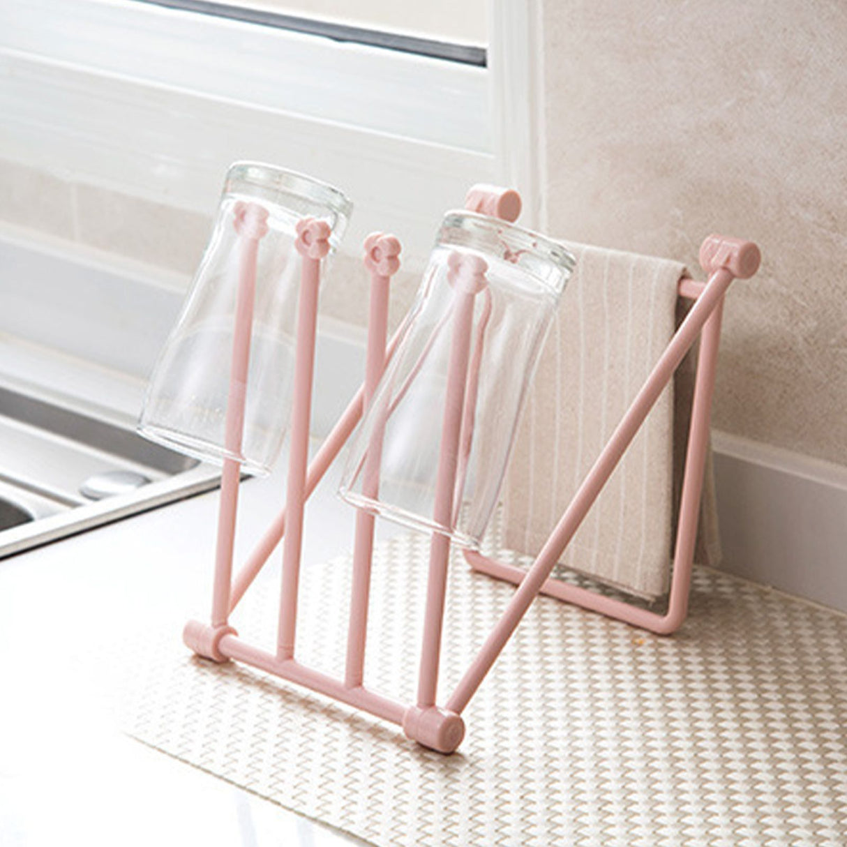 Washcloth Holder Foldable Hand Towel Holder Vertical Dish Cloth Storage Rack for KitchenGray