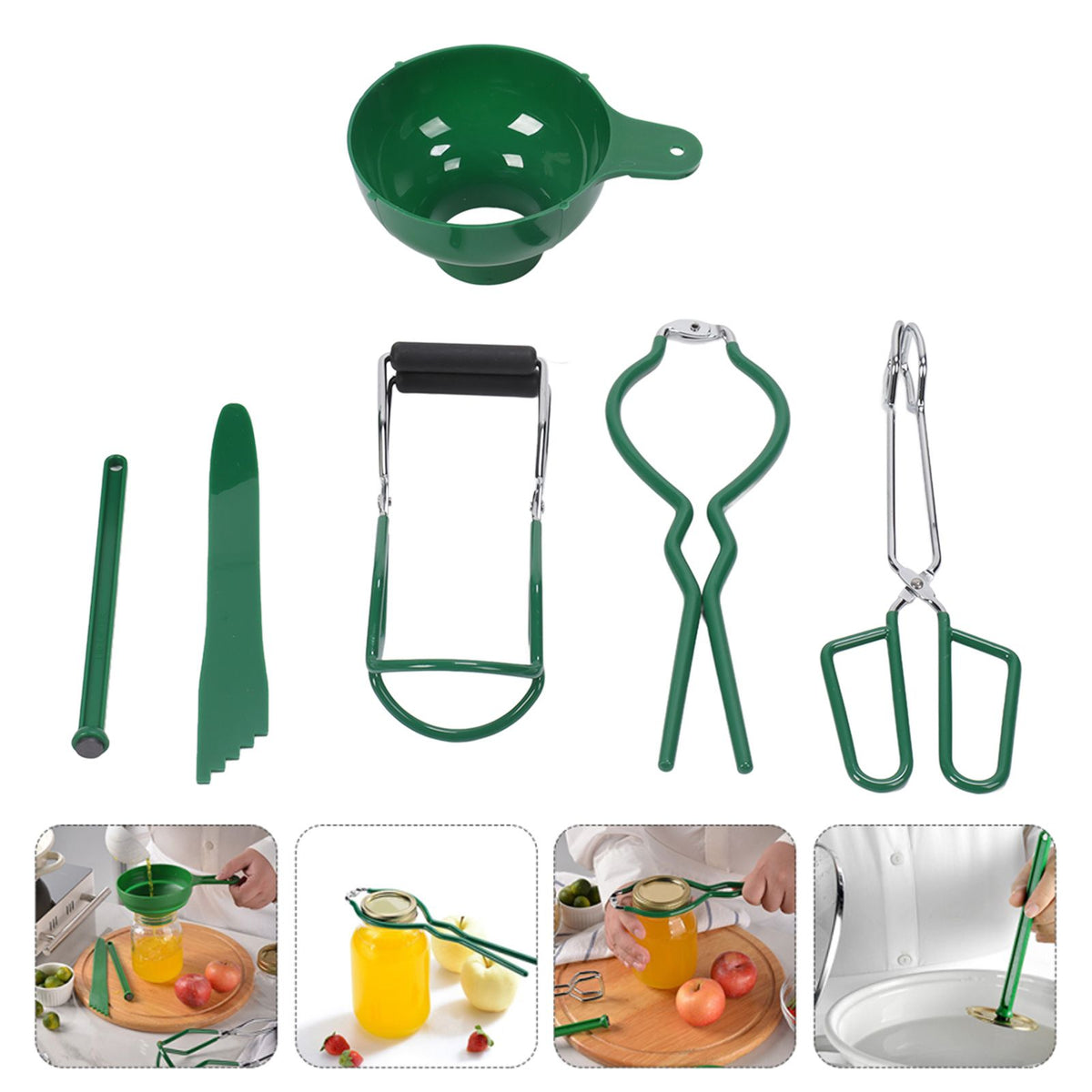 6 Pcs Canning Kit Canning Funnel Tong Bubble Popper Jar Wrench Lifter Magnetic Lid Lifter Jam Making Set