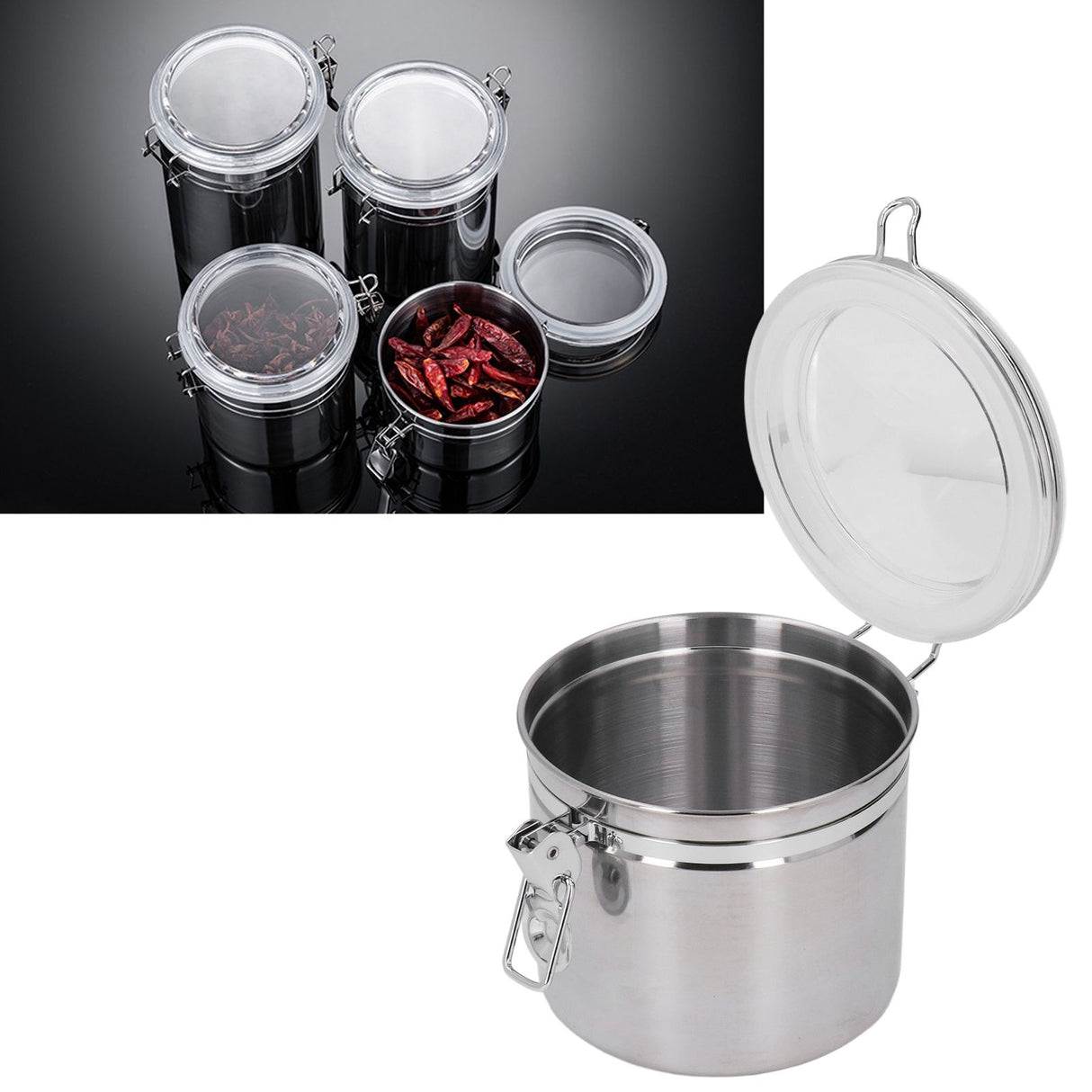 Stainless Steel Sealed Can Food Storage Container Airtight Canister for Dried Fruit Milk Powder Tea Medium 1300ml