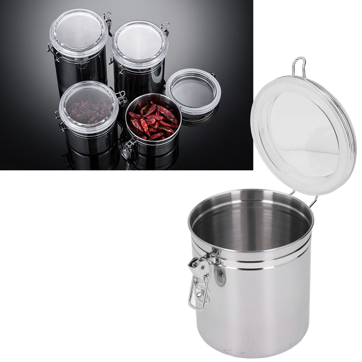 Stainless Steel Sealed Can Food Storage Container Airtight Canister for Dried Fruit Milk Powder Tea Large 1600ml
