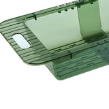 Over The Sink Strainer Retractable Design Transparent Fast Draining Durable PET Sink Colander Transparent Green Strainer with Retractable Design - Front View