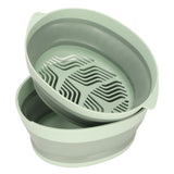 Double Layer Drain Basket Separate Design Foldable Portable Fruit Vegetable Storage Basket for Kitchen Outdoor Travel Green Small
