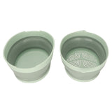 Double Layer Drain Basket Separate Design Foldable Portable Fruit Vegetable Storage Basket for Kitchen Outdoor Travel Green Small - Rear View