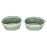 Double Layer Drain Basket Separate Design Foldable Portable Fruit Vegetable Storage Basket for Kitchen Outdoor Travel Green Small - Low Angle