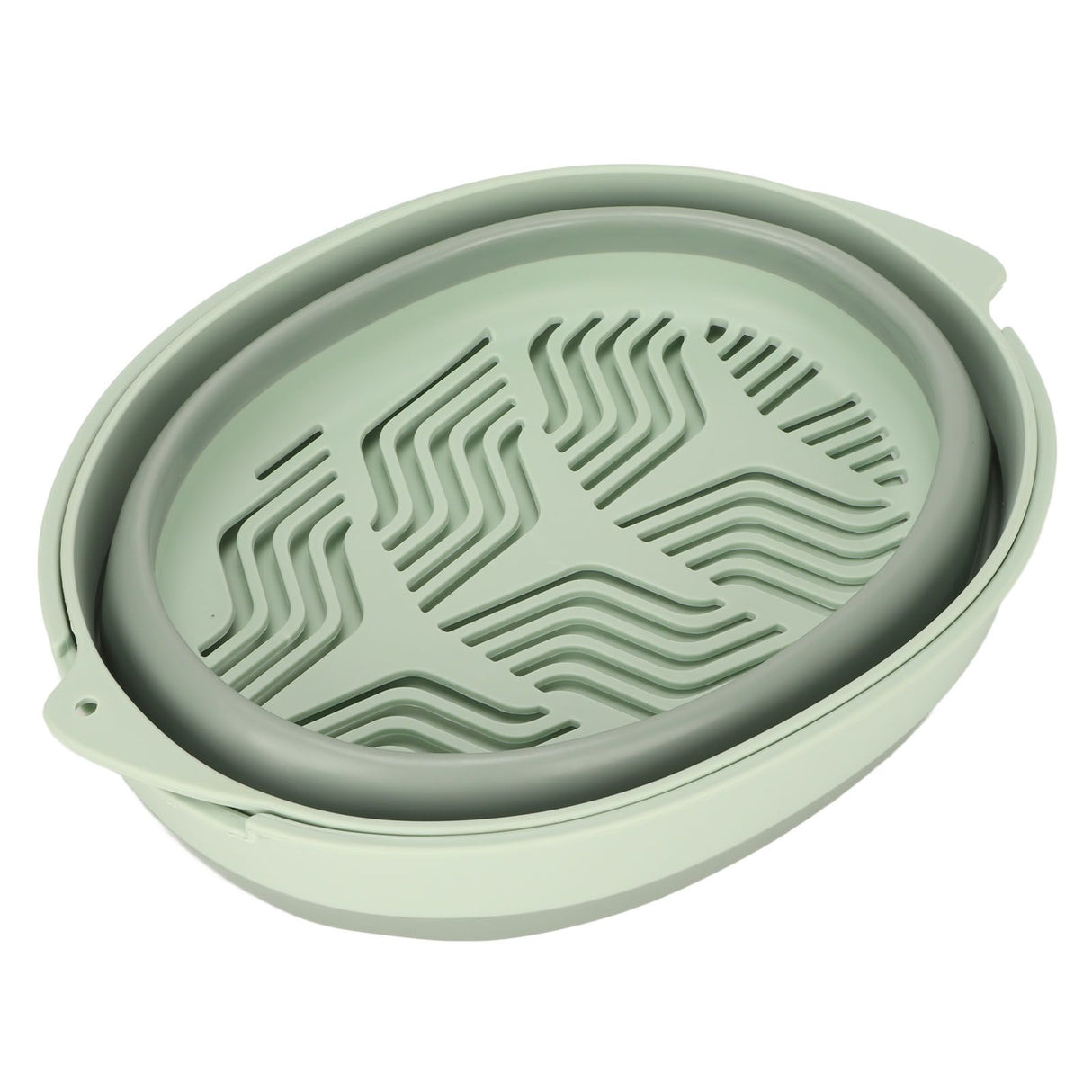 Double Layer Drain Basket Separate Design Foldable Portable Fruit Vegetable Storage Basket for Kitchen Outdoor Travel Green Small