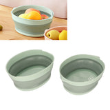Double Layer Drain Basket Separate Design Foldable Portable Fruit Vegetable Storage Basket for Kitchen Outdoor Travel Green Small - Extra Image