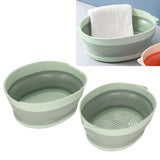 Double Layer Drain Basket Separate Design Foldable Portable Fruit Vegetable Storage Basket for Kitchen Outdoor Travel Green Small