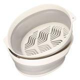 Double Layer Drain Basket Separate Design Foldable Portable Fruit Vegetable Storage Basket for Kitchen Outdoor Travel Gray White Small - Front View