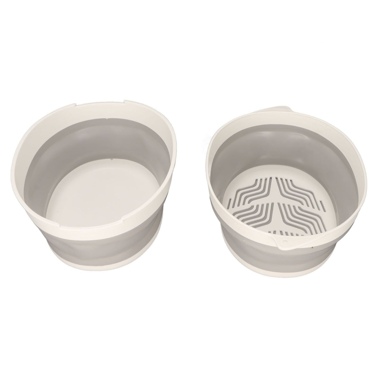 Double Layer Drain Basket Separate Design Foldable Portable Fruit Vegetable Storage Basket for Kitchen Outdoor Travel Gray White Small