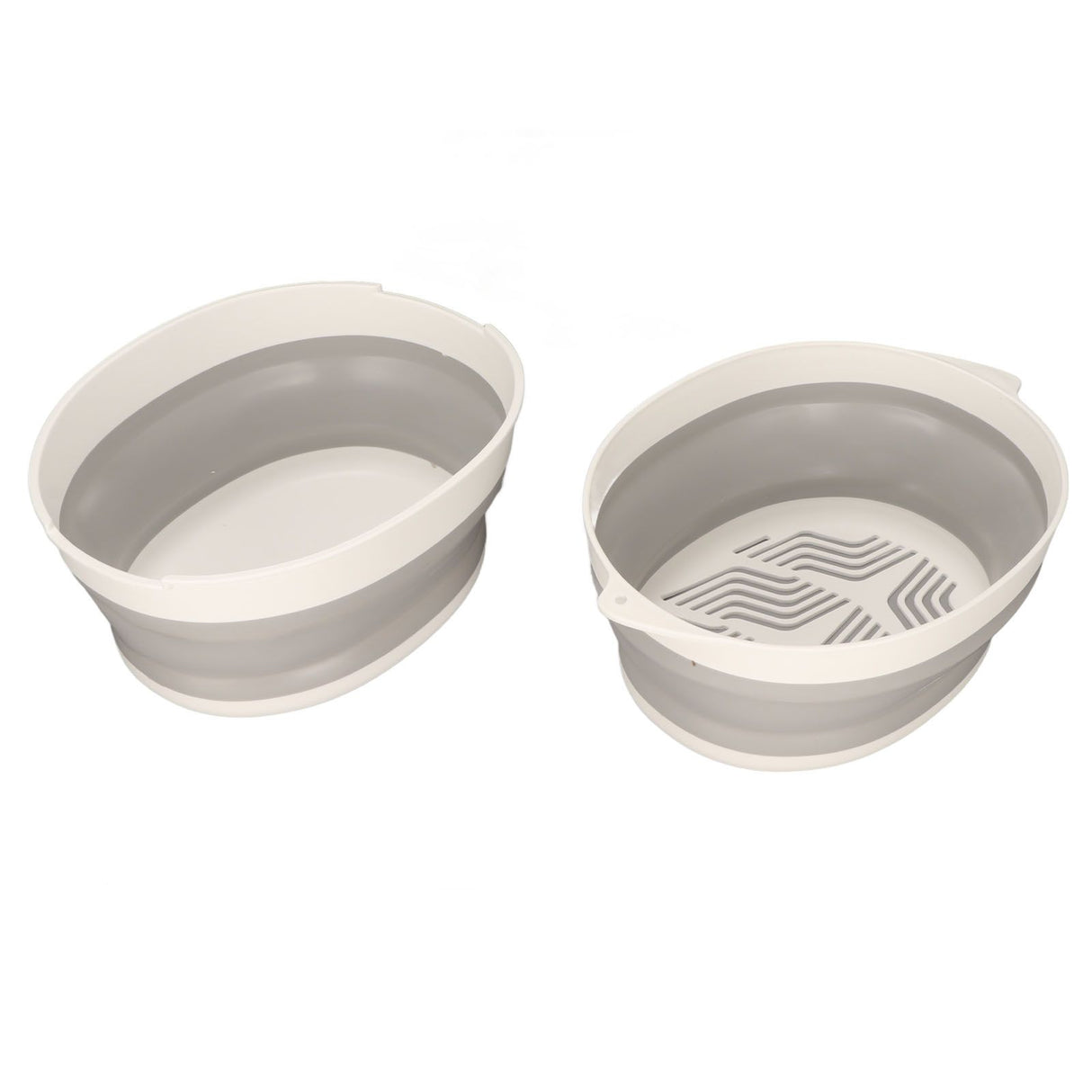 Double Layer Drain Basket Separate Design Foldable Portable Fruit Vegetable Storage Basket for Kitchen Outdoor Travel Gray White Small