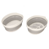 Double Layer Drain Basket Separate Design Foldable Portable Fruit Vegetable Storage Basket for Kitchen Outdoor Travel Gray White Small - 45-Degree Angle