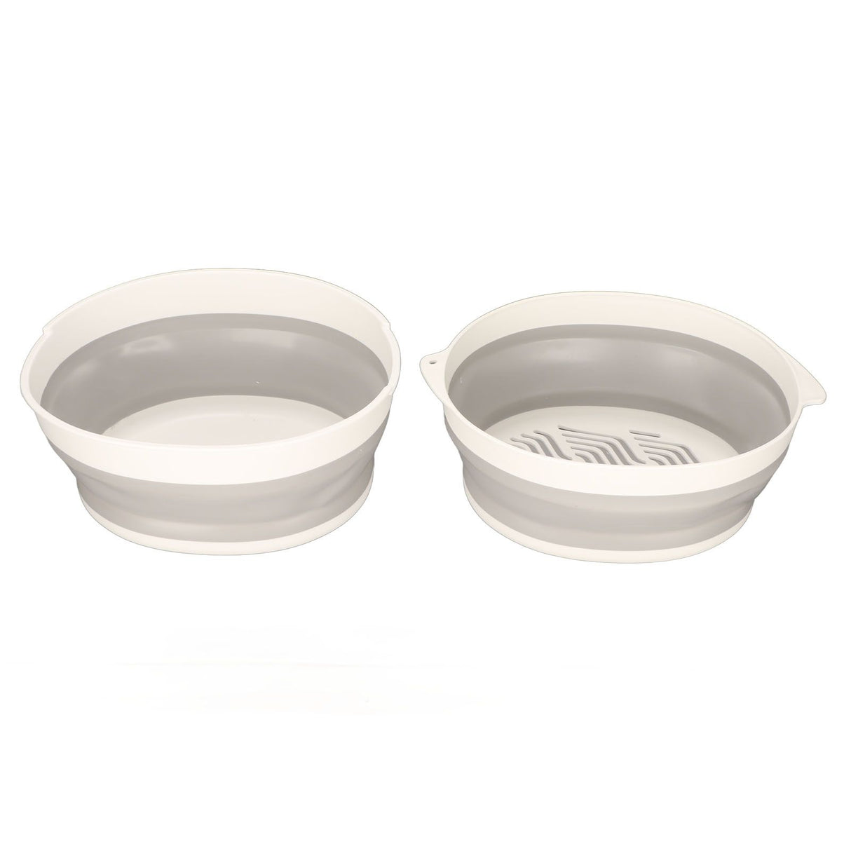 Double Layer Drain Basket Separate Design Foldable Portable Fruit Vegetable Storage Basket for Kitchen Outdoor Travel Gray White Small