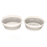 Double Layer Drain Basket Separate Design Foldable Portable Fruit Vegetable Storage Basket for Kitchen Outdoor Travel Gray White Small - Rear View